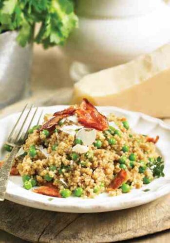 Gluten-Free Quinoa Risotto with Bacon and Peas Recipe